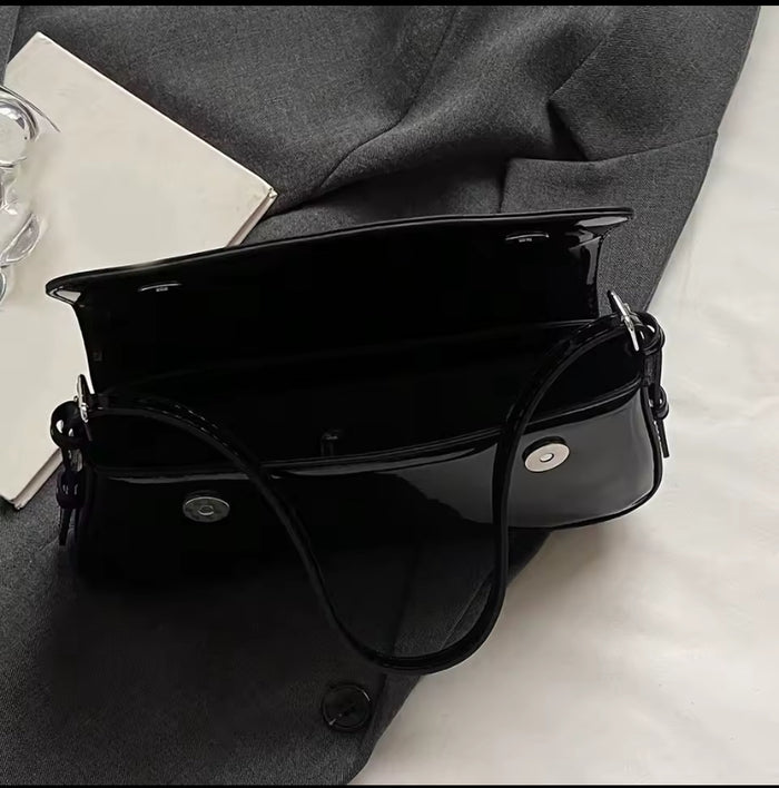Women's Patent Leather Baguette Shoulder Bag