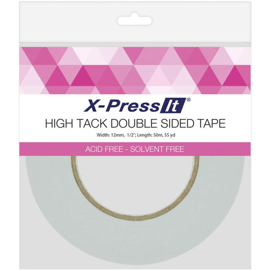 This tape is acid and solvent free and features an extra-strong adhesive that can easily be applied by hand and is heat resistant. Works on metal, glass, wood, paper, plastic, fabric and more! Available at Embellish Away located in Bowmanville Ontario Canada.