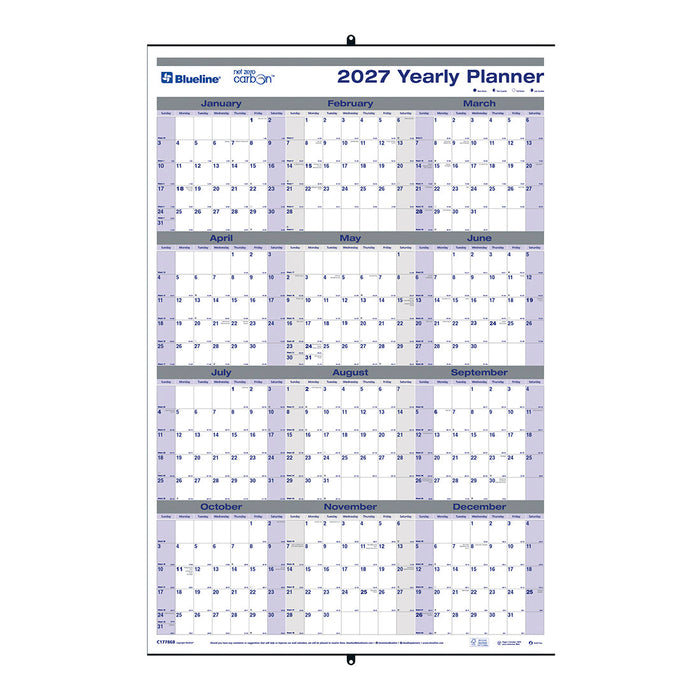 Yearly Wall Planner, 2027 C177868-27 Blueline