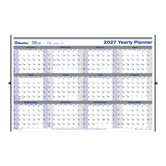 Yearly Wall Planner, 2027 C177868-27 Blueline