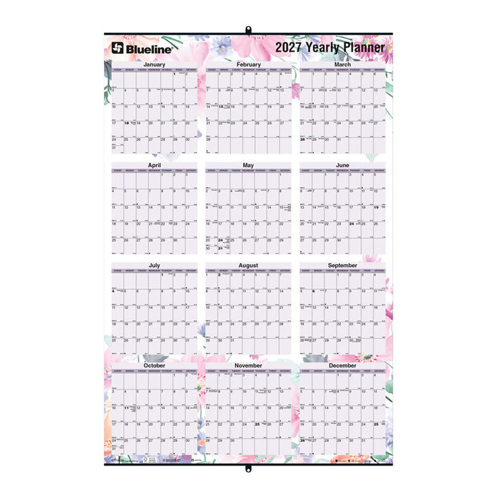 Yearly Wall Planner, Passion, 2027 C171920-27 Blueline