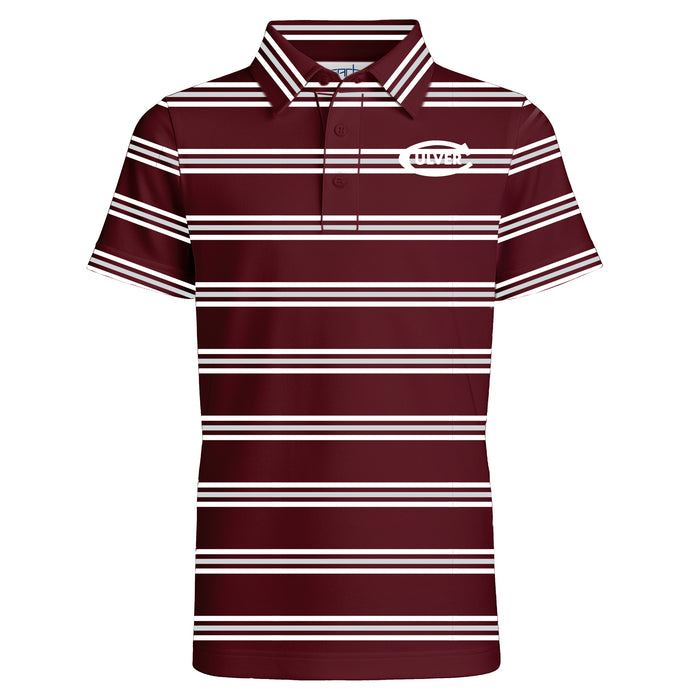 Youth Kellan Sublimated Striped Athletic Polo- Maroon